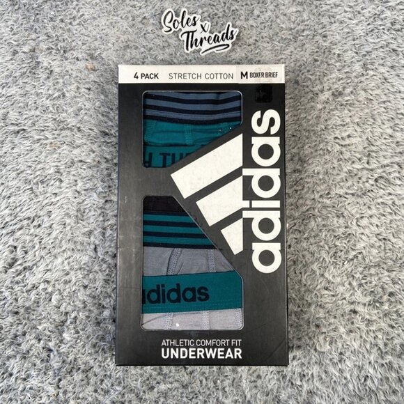 Adidas 4-Pack Stretch Core Cotton Boxer Dark Green Gret Men Size Medium - Picture 1 of 4